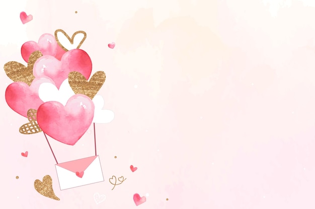 Pink valentine's background with flying love letter