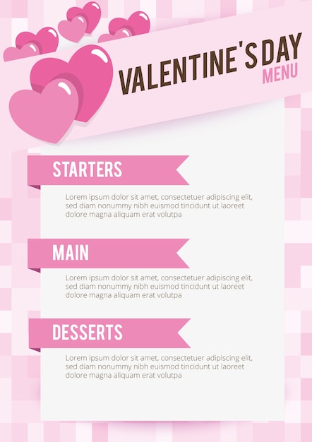 Pink valentines day menu