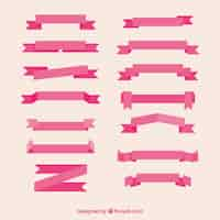 Free vector pink vintage ribbon collection