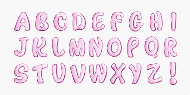 Pink water alphabet type font with letters