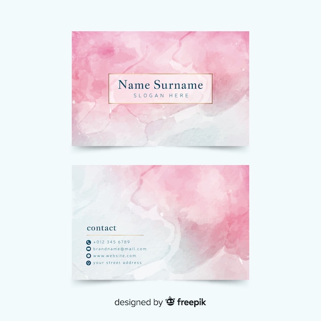 Free vector pink watercolor abstract business card