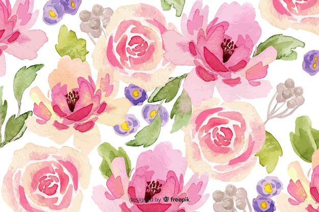 ピンクの水彩花の背景