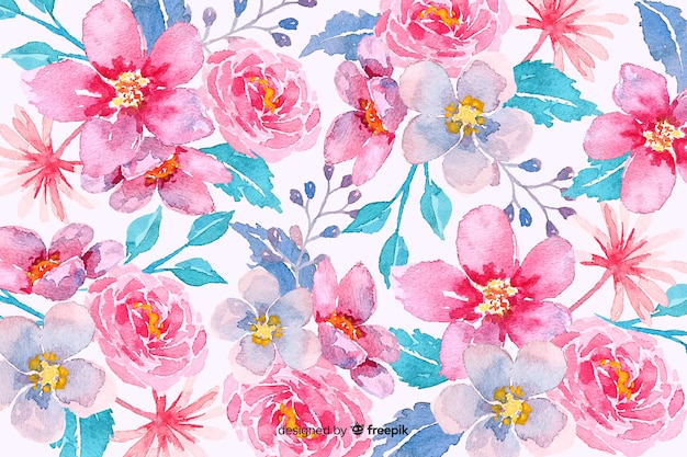 Pink watercolor floral background