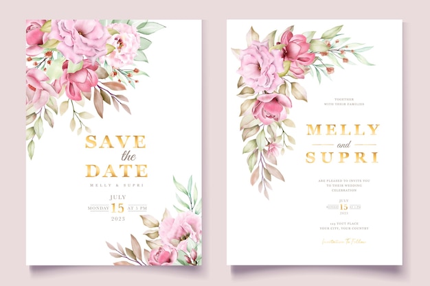 Free vector pink watercolor floral card