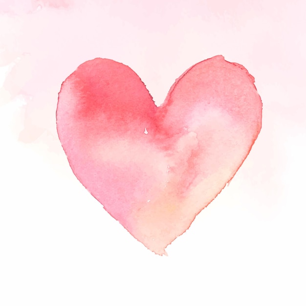 핑크 수채화 심장 아이콘 벡터 발렌타인 에디션