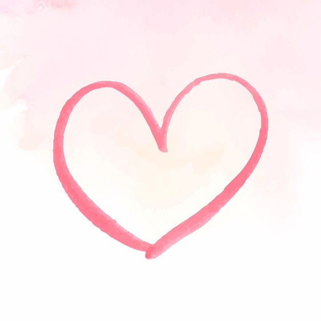 Pink watercolor heart icon vector valentine&#39;s day edition