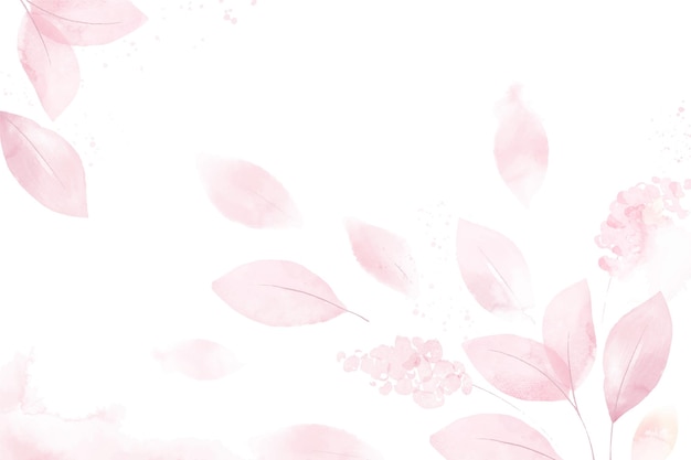 Pink watercolor leaves background