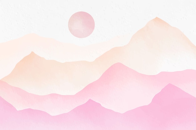 Free vector pink watercolor mountains background