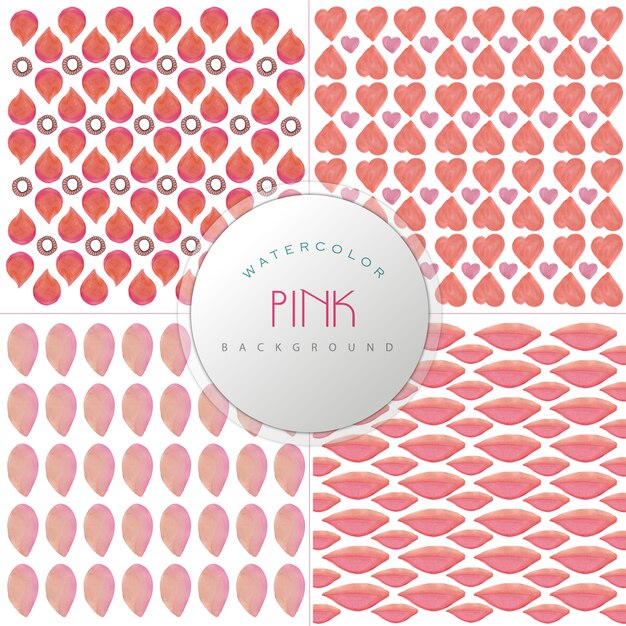 Pink watercolor pattern background collection