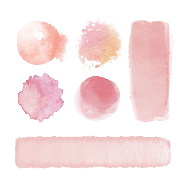 Free vector pink watercolor stains and strokes