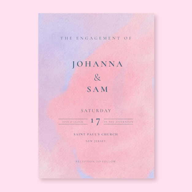 pink watercolor wedding invitation