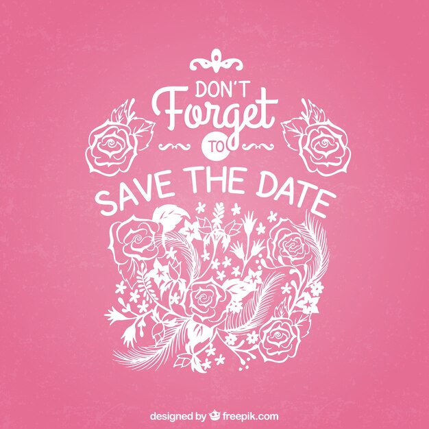 Розовый свадебная открытка в стиле цветочным