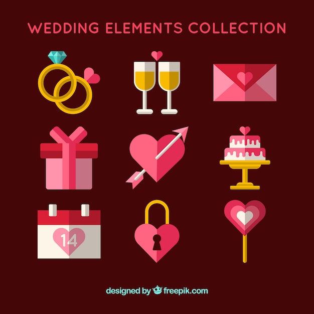 ピンクの結婚式の要素のコレクション
