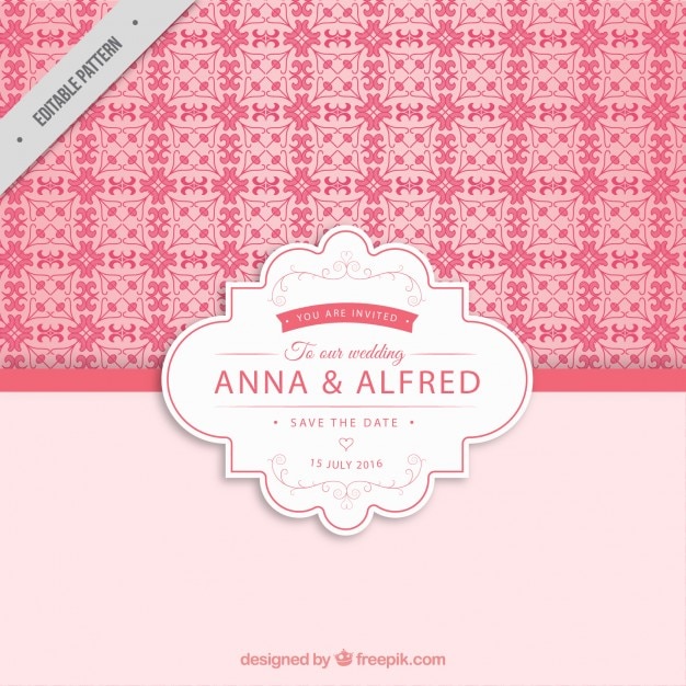 Free vector pink wedding invitation pattern