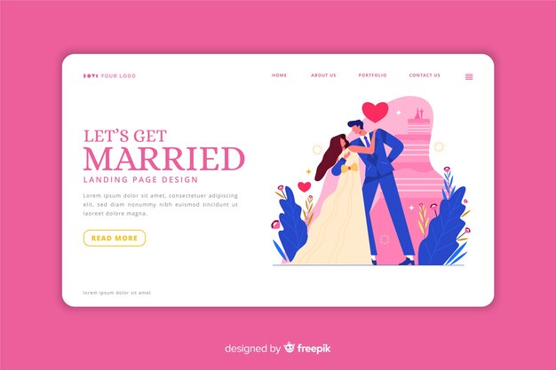 Pink wedding landing page