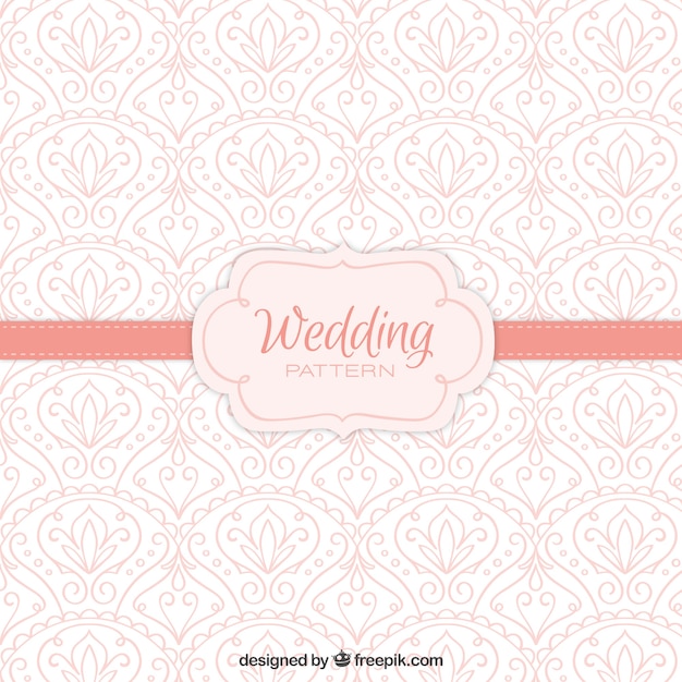 Free Vector pink wedding pattern with hand drawn details