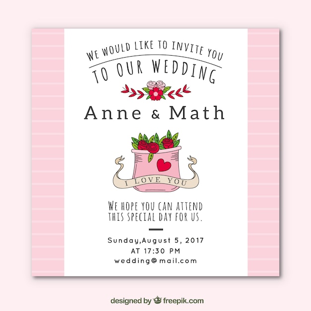 Pink and white wedding card