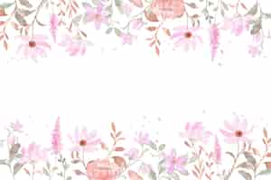 Free vector pink wildflower garden with watercolor