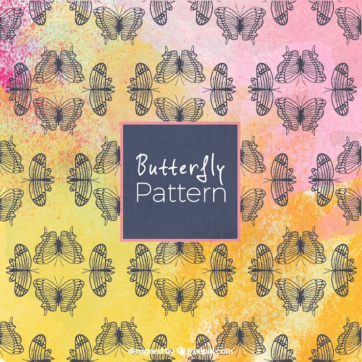 Free Vector pink and yellow butterfly patter background