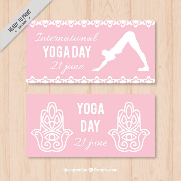 मुफ़्त वेक्टर pink yoga day banners