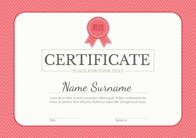 Pink zig zag certificate