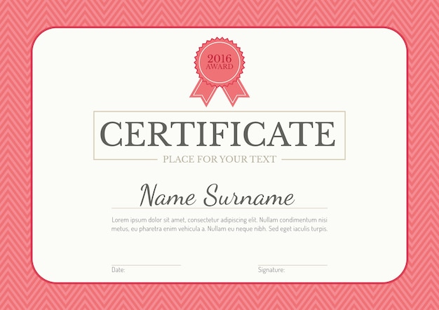 Pink zig zag certificate