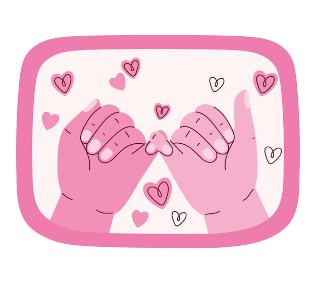 Pinky promise hands with hearts