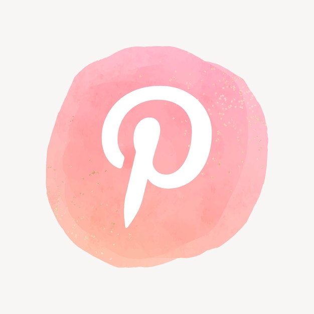 수채화 디자인의 pinterest 로고 벡터입니다. 소셜 미디어 아이콘입니다. 2021년 7월 21일 - 방콕, 태국