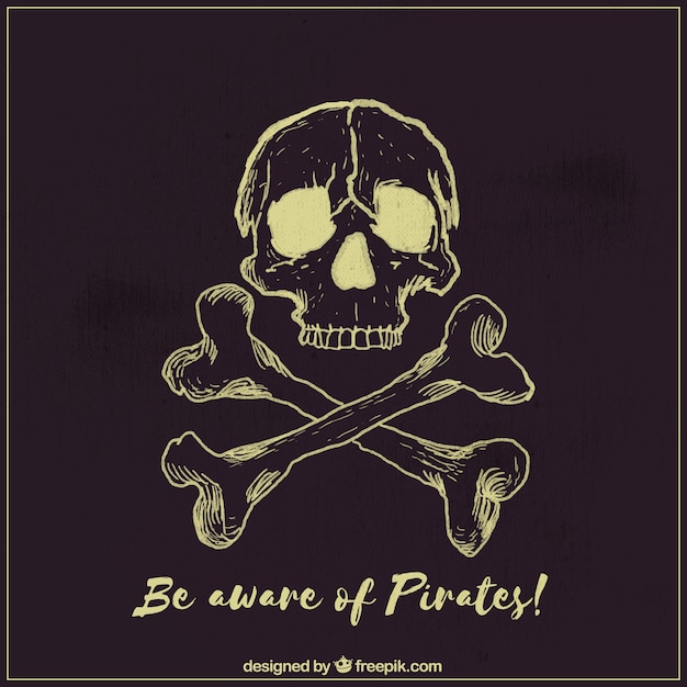 Free vector pirate background of hand-drawn skull