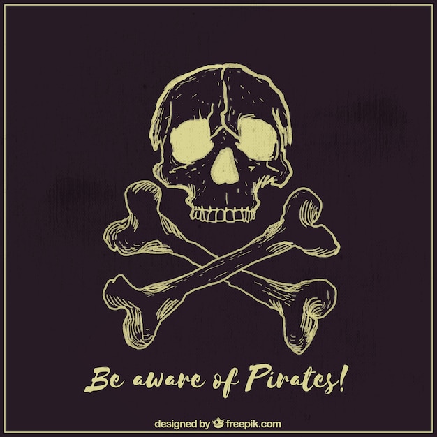 Pirate background of hand-drawn skull