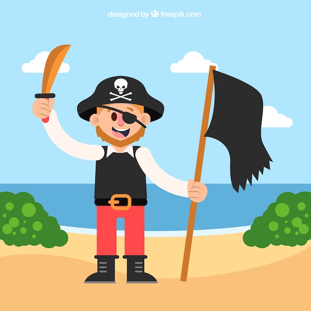 Pirate background with flag