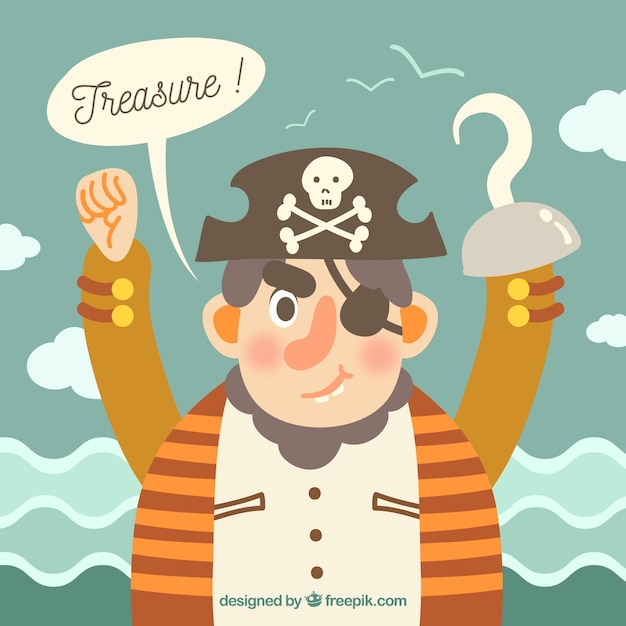 Free vector pirate captain background in flat design