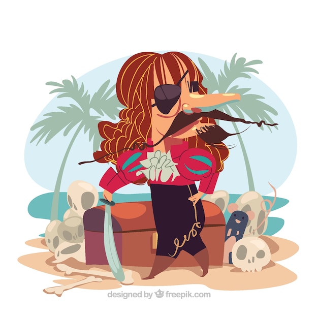Pirate captain illustration background