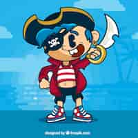 Free vector pirate character cartoon background