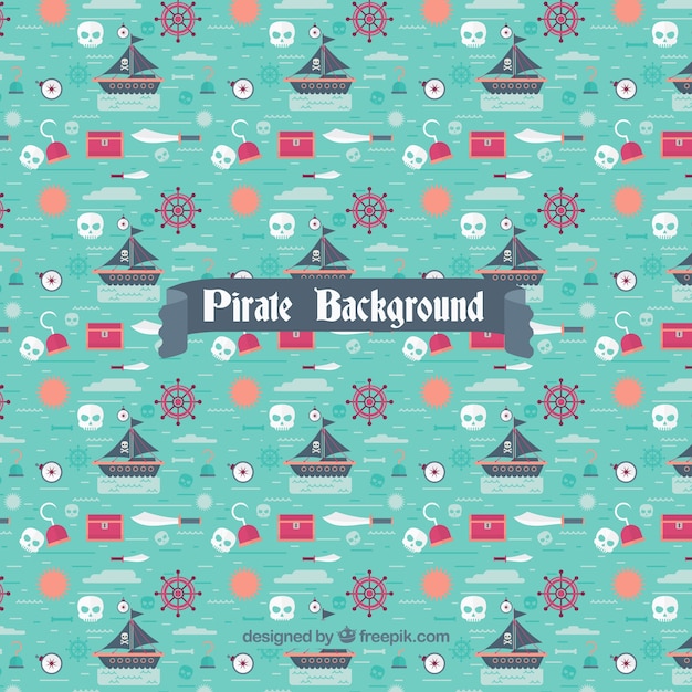 Pirate decorative pattern in flat design