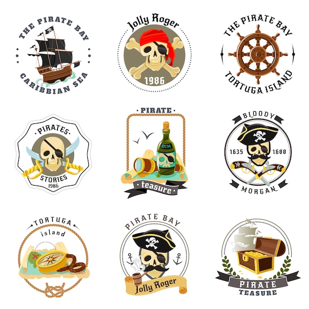 Pirate emblems stickers set 