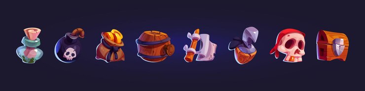Free Vector pirate game ui icons cartoon vector set
