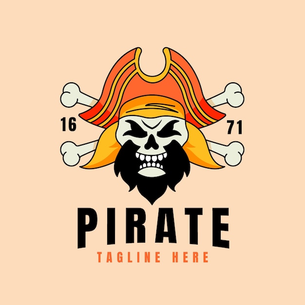 Бесплатное векторное изображение Дизайн шаблона логотипа пирата