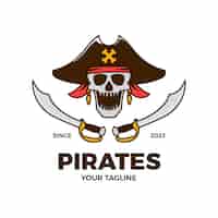 Vettore gratuito disegno del modello di logo pirata