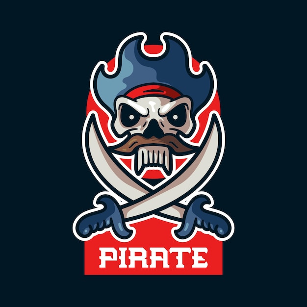 Modello di logo mascotte pirata