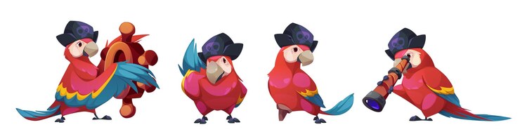 Free Vector pirate parrot character set