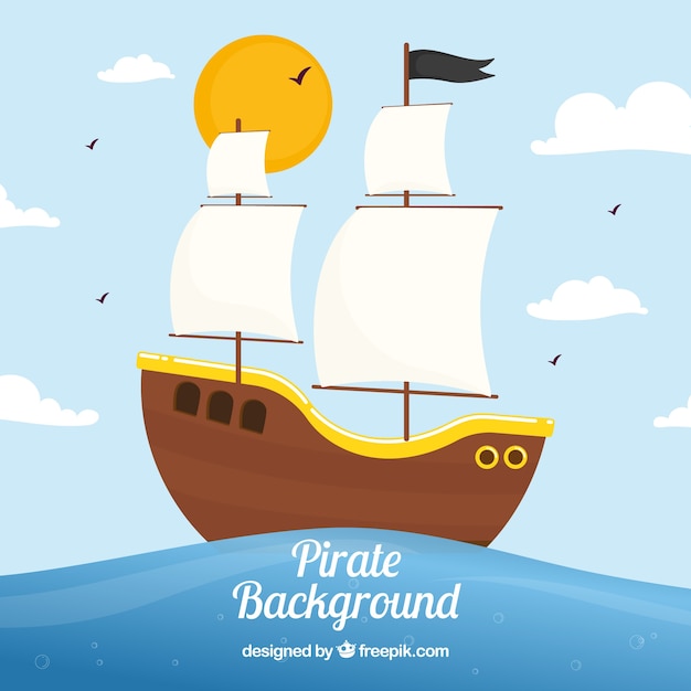 Pirate sailing boat background