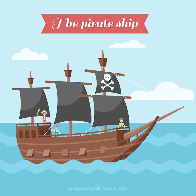 Free vector pirate sailing boat background