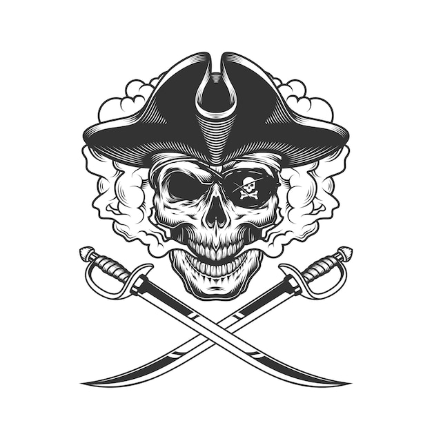 Free vector pirate skull with eye patch