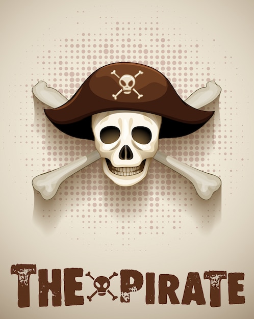 Free vector pirate theme with pirate skull