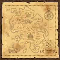 Vettore gratuito illustrazione disegnata a mano della mappa del tesoro dei pirati