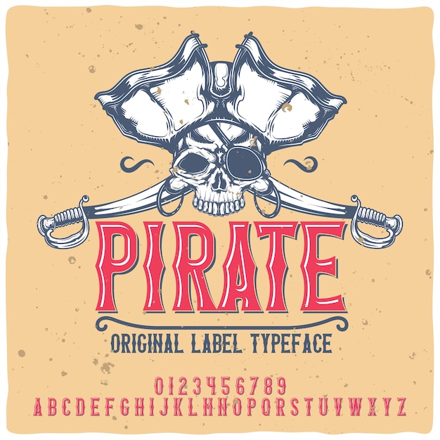 Vettore gratuito carattere tipografico pirata