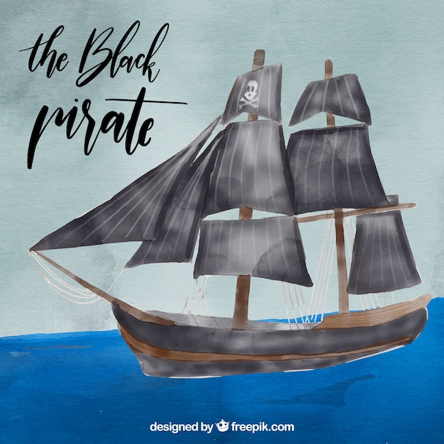 Pirate watercolor boat background