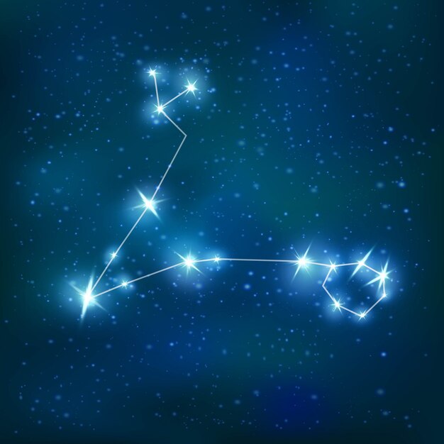 星団の青い光沢のある多角形構造を持つうお座の現実的な黄道星座
