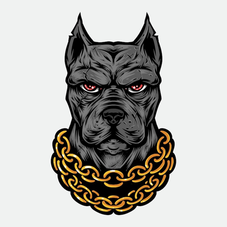 Free Vector pitbull logo with gold chain